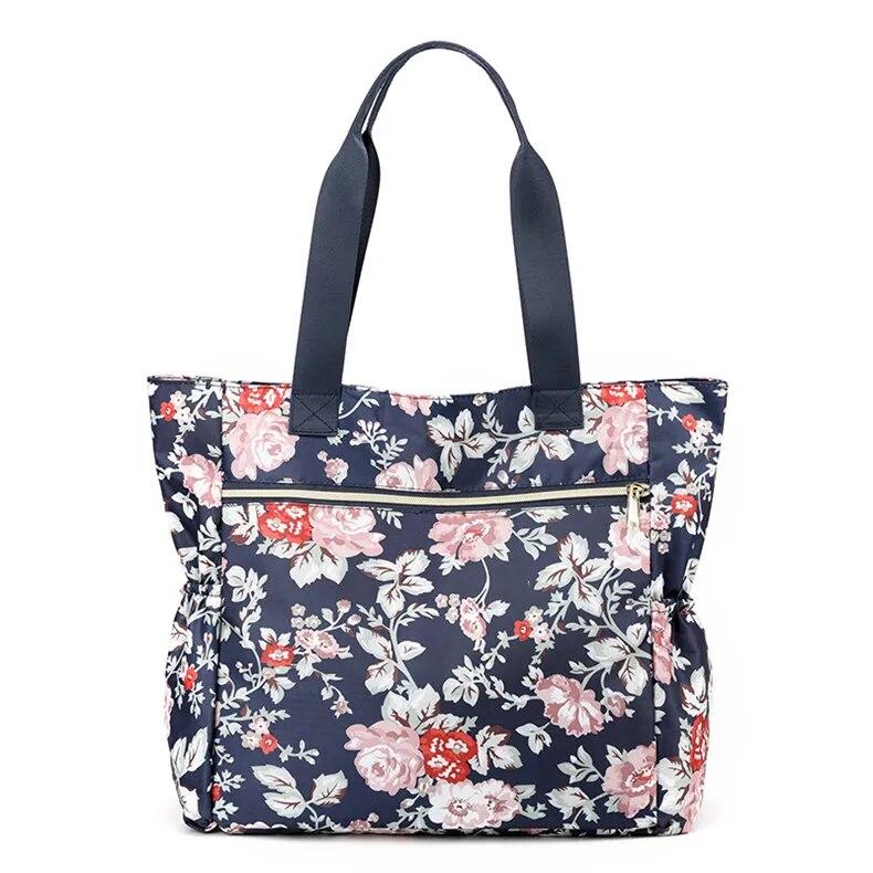 Large Top-handle Bag Women's Shoulder Bag Ladies Light Bag Nylon Handbags Floral Pattern Tote Bags Beach Bolsa Feminina