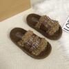 Thick bottom fluffy slippers women wear 2025 autumn and winter new high-end fashion belt buckle Internet celebrity non-slip cotton mop