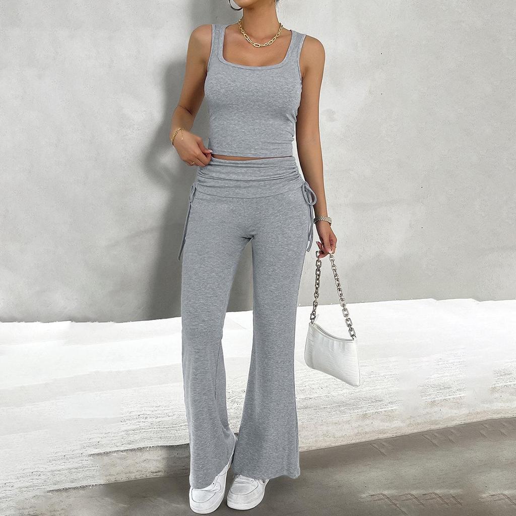 Diyun Women's 2024 Spring/Summer Casual Slim-fit Tank Top & Long Pants Set - European & American Style