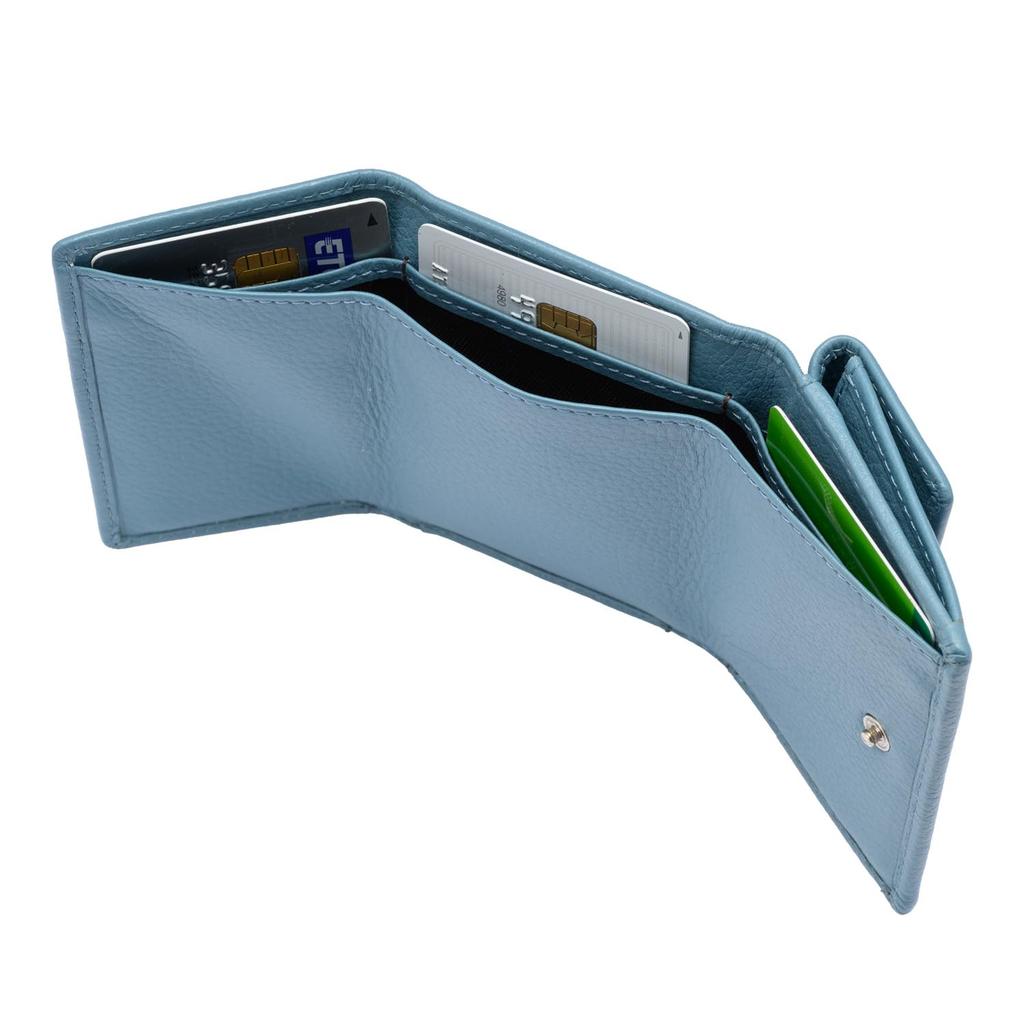 Milagro Shrink Leather Mini Wallet Bill Tri-Fold (Small, Compact, Women's, Card, Coin, Holder, Slim, Thin, Leather, Gift) SL-SH-2823 (Black)