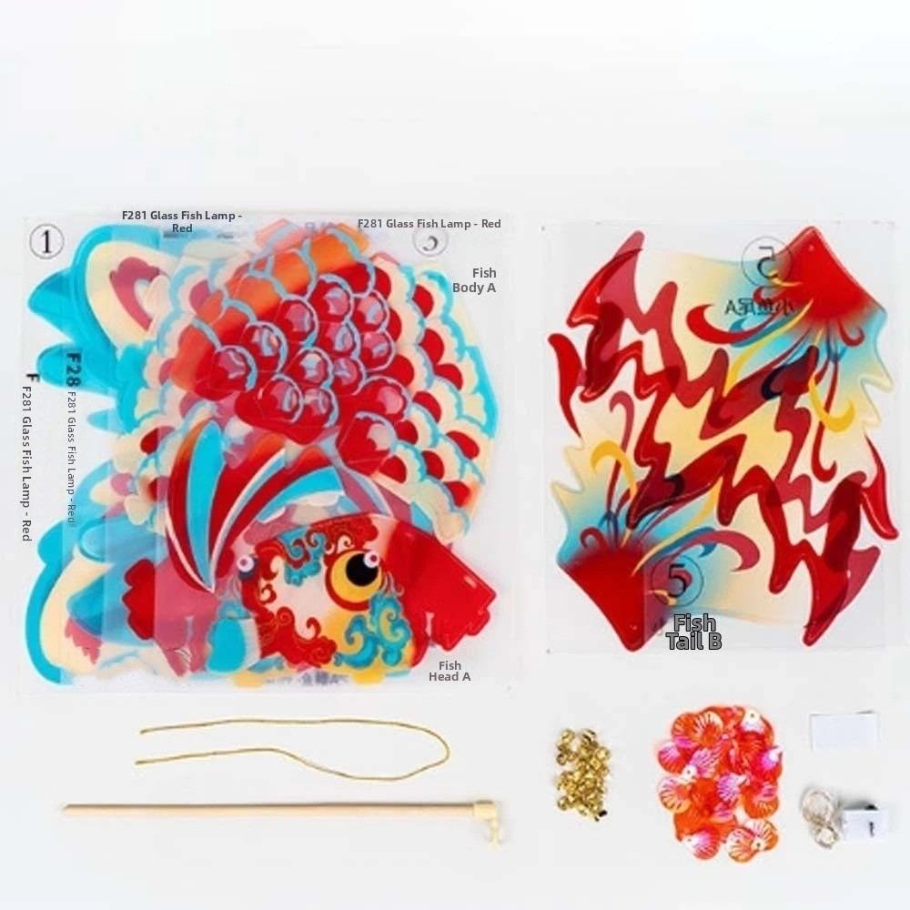 Traditional Paper Lamp Kit Handmade Mid Autumn Craft Goldfish Lantern DIY Autumn