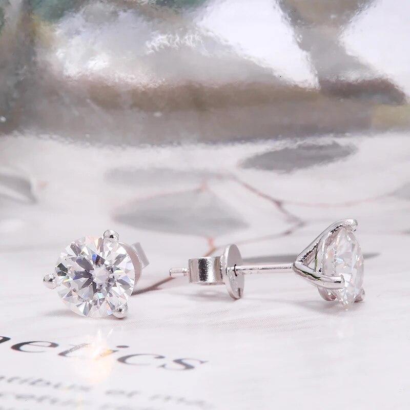 D color Moissanite Stud Earrings With GRA VVS1 4mm 6.5mm Silver 925 Real Classic Style Korean Trendy Women's Small Ear Stud
