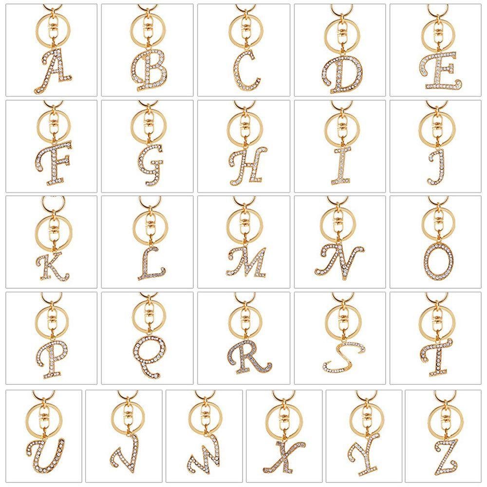 Gifts Keychain Letter Pendant Rhinestone Letter Key Chain 26 Alphabet Key Ring Alphabet Keyring