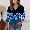 3/4 Sleeve Shirts For Women  Print Graphic Tees Blouses Casual Plus Size Basic Tops Pullover