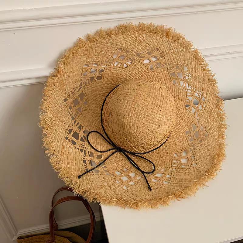 Lafite French big-brimmed beach hat seaside vacation sunscreen hat new hollow design sunshade straw hat women
