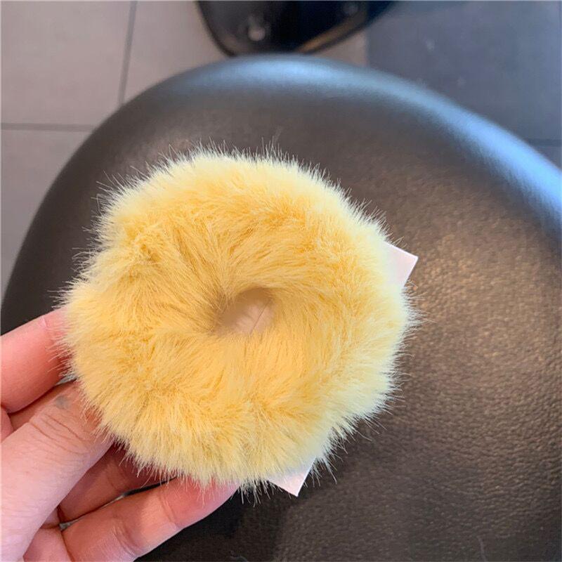 

1 шт. эластичная веревка для волос для девочек, искусственный мех, цветная резинка для волос, держатель для хвоста, эластичное плюшевое кольцо для волос, аксессуары для волос