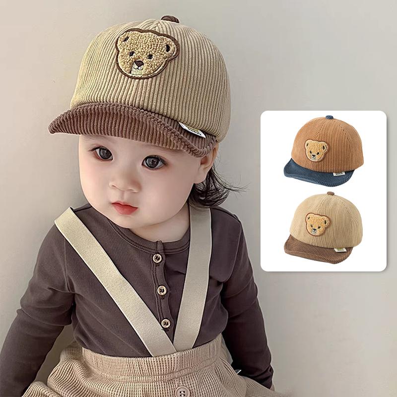 Nuevo Gorro de Bebé de Pana Color Sólido Lindo Orejas de Oso Gorras de Béisbol Ajustables para Recién Nacidos Niños Pequeños Niños Niñas Sombreros para el Sol Invierno Primavera