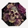 Skull,Roses Automatic Folding Umbrella Compact 8 rib Design,Unique Style,Suitable for Everyday Outdoor Use,Perfect Gift for Friends an
