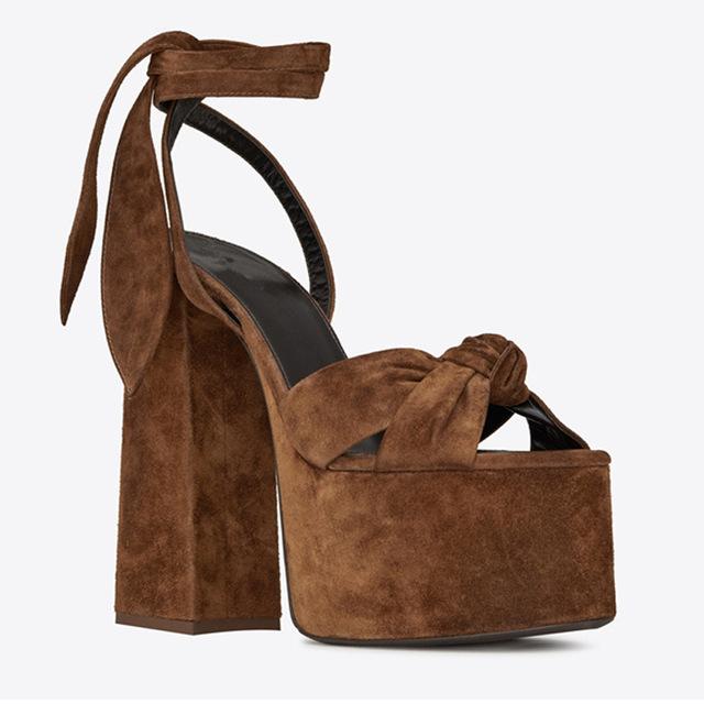 Marke Laufsteg Show Damengröße 34 -43 Sandalen Sommerkleid Party Hochzeit Brautschuhe Sexy 12cm Absatz Plateau Schleife Liebe High Heels