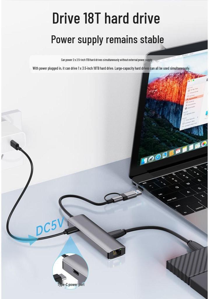 6-in-1 USB-C Laptop Dock with USB 3.2 and 10Gbps Network Adapter