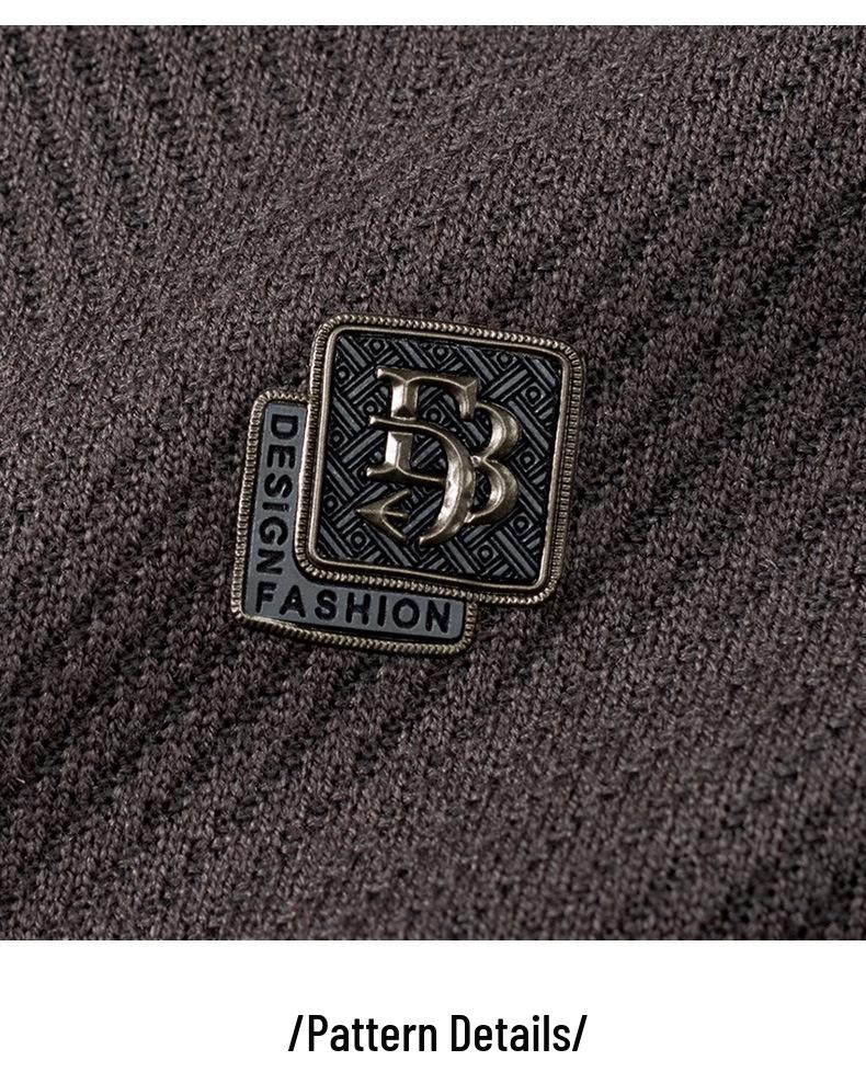 Men's Solid Color Half-High Collar Fleece Knit Sweater - Warm, Casual Base Layer Shirt