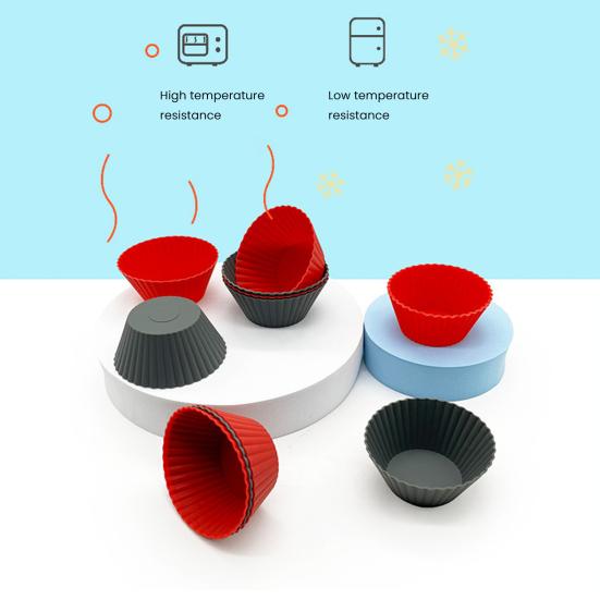 10 Pezzi Stampi per Muffin in Silicone Antiaderenti Stampo per Torta Qualità Alimentare Riutilizzabili Pirottini per Cupcake per Cuocere Pancake Caramelle Muffin