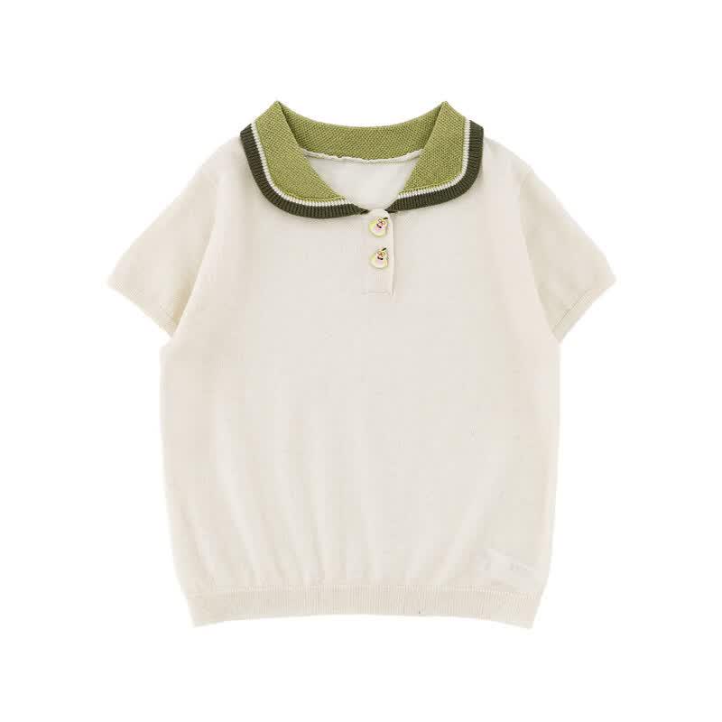 Girls  Summer Color-block Fruit Print Polo Shirt 90 cm зелёный