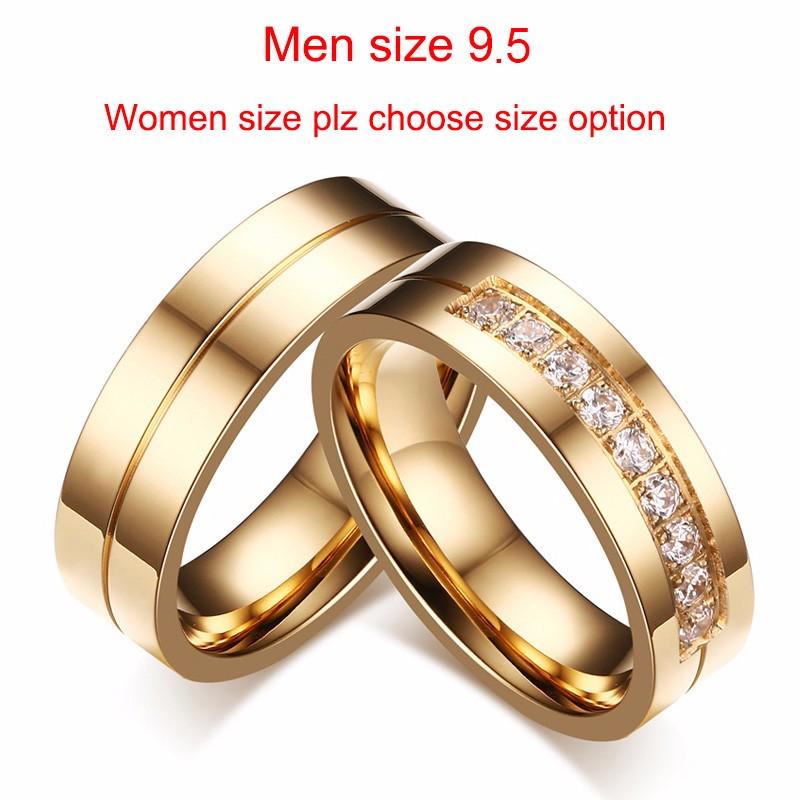 Vnox 1 Pair Wedding Rings for Women Men Couple Promise Band Stainless Steel Anniversary Engagement Jewelry Alliance Bijoux