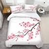 Comforter Japanese Pink Cherry Blossoms 3D Printed Set Fashion Art Exquisite Bedding Set Home Textiles S