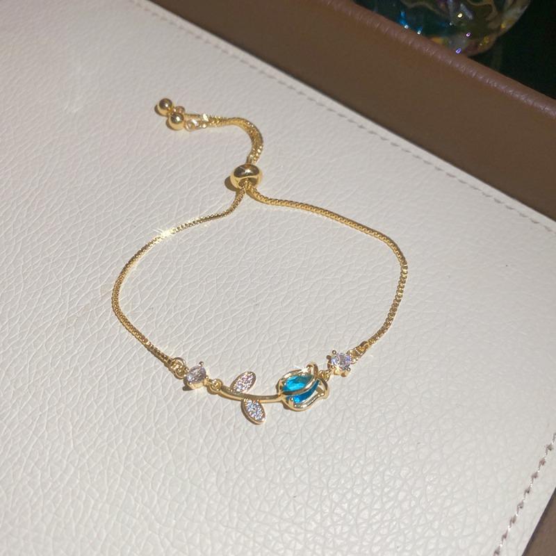 Monet Garden~ Super Sparkling Zircon Flower Round Bracelet Light Luxury Delicate Bracelet Sweet Versatile Jewelry