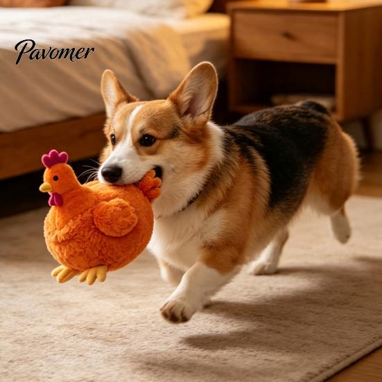 Anti Bite Plush Hen Toy Simulated Chicken Dog Toy, Squeaky Interactive Chew Sounding Toys with Crinkle Paper for Corgi, Durable Resistant Snuffle Pets