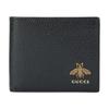 Used Metal Biene Dekoration Heißgeprägtes Logo Bifold Leder Geldbörse Herren Schwarz