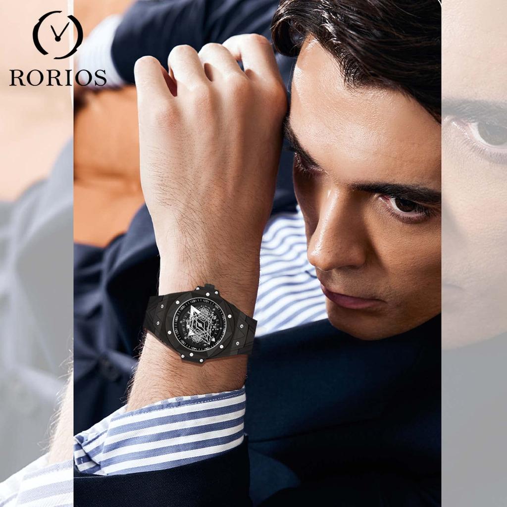 RORIOS Men's Quartz Watch, Multifunctional, Lightweight, Waterproof, Luminous, Day of the Week Display, Stylish, Popular, Simple, Unisex, Perfect for