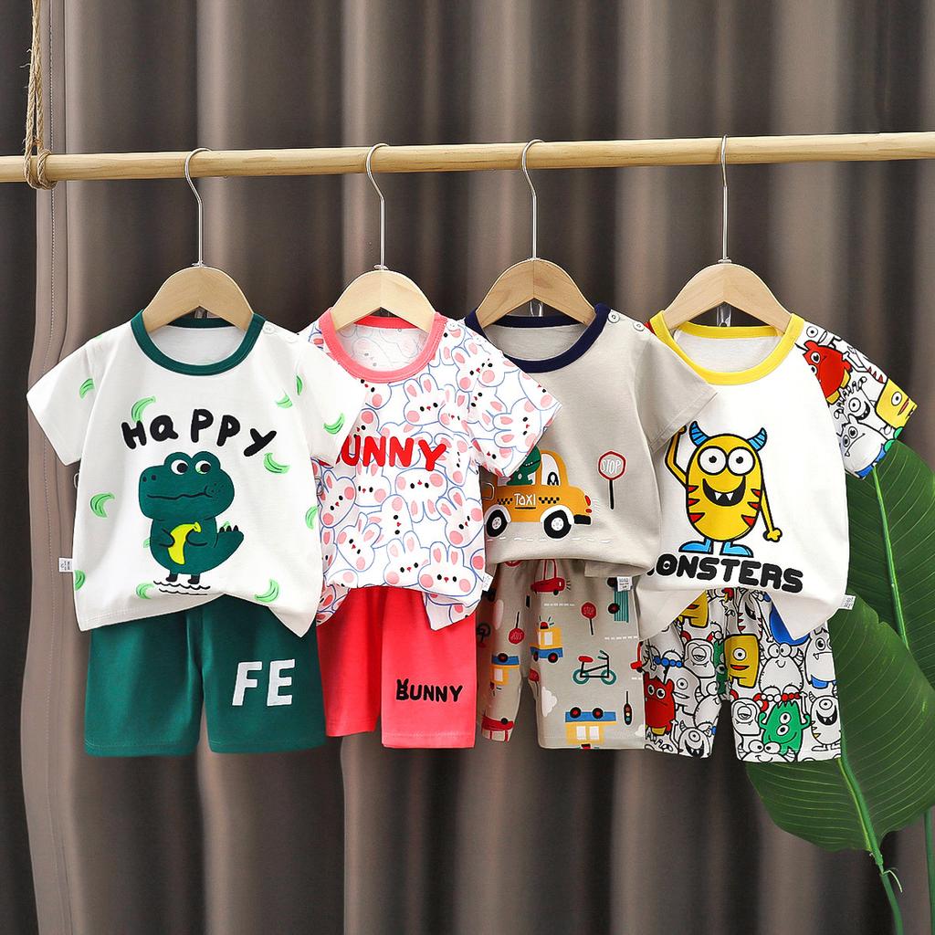 Children's Cotton T-shirt Set - Summer Boys' Casual Short-sleeved Shorts 2-piece Set