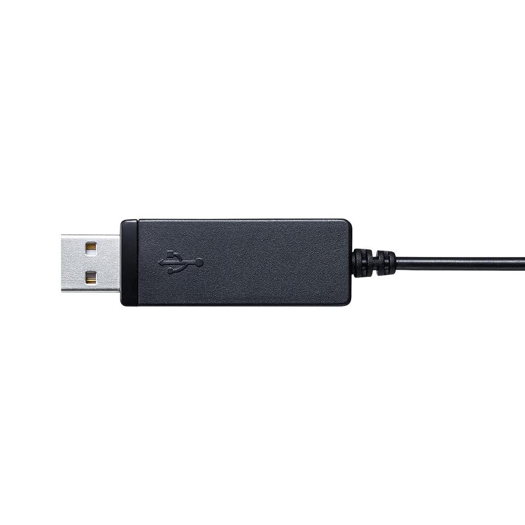 Sanwa Supply USB Single Compatible with and Headset, Ear, Wired, Bidirectional, Lightweight, Skype, Zoom, Teams, MM-HSU12BK