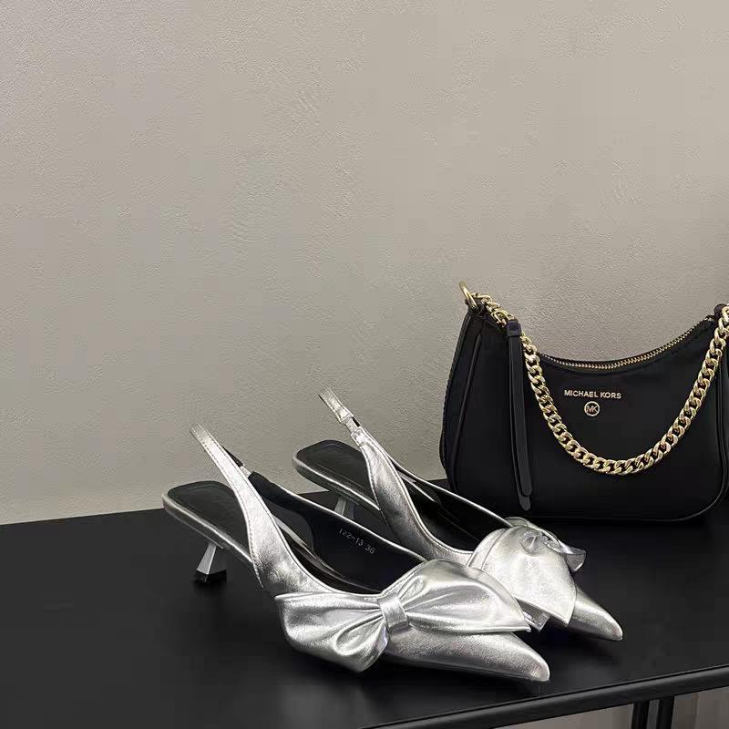 New High Heels Spring Fashion Elegant Women Shoes Butterfly Knot Simple Classic Sandal Versatile Thin Heels Autumn Pumps Zapatos