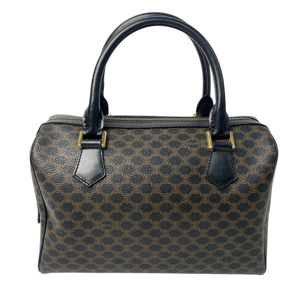 Gebrauchte CELINE Boston Tasche schwarz/braunes Leder Damen