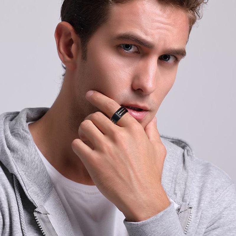 Stilvoller schwarzer Herrenring mit Anfangsbuchstaben, wasserdichter Edelstahl-Ehering mit dem Buchstaben AZ für Männer und Jungen als Fingergeschenk