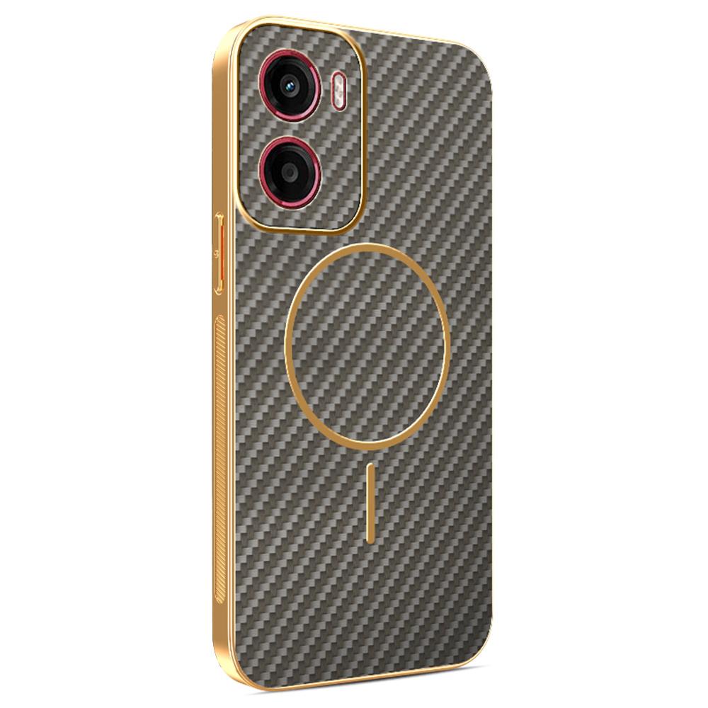 For Motorola Moto G05 4G/E15 4G Phone Case Carbon Fiber Textured Electroplated TPU Back Cover