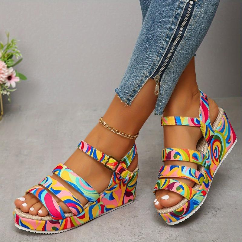 New Sandals Fashion Versatile Thick Soled High Heels Slope Heels High End Women's Shoes Designed Comfort Patterns Roman Shoes