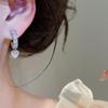 Silver Needle Zirconia Heart-Shaped Geometric Stud Earrings - Elegant and Fashionable Jewelry for Women