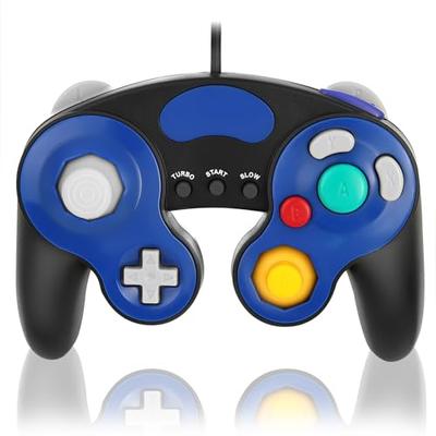 K&SGAMER GameCube ovládač (s podporou vibrácií pre GC, WiiU, Wii a GameCube) (Modrá a čierna)