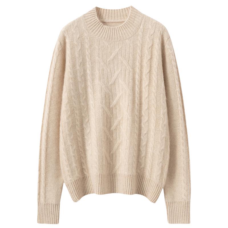 Lekasha Women's Cashmere Half-High Collar Knit Sweater - Autumn/Winter Thickened Short Base Layer