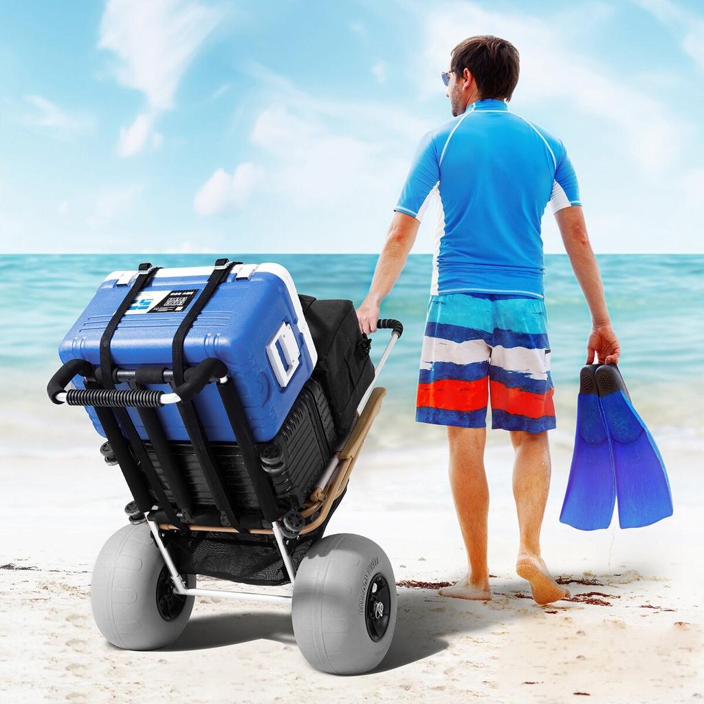 Beach Dolly with Big Wheels for Sand 12 In Balloon Wheels Beach Gardening