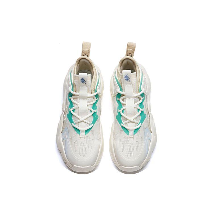 Anta Badass Lifestyle Series Casual Lightweight Durable Low-Top Skate Shoes Women Sneaker White Green Yellow 122228080-1