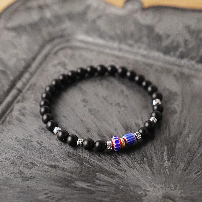 Oriental Beads Point 6mm Onyx Bracelet (C2503AC1276_BK)