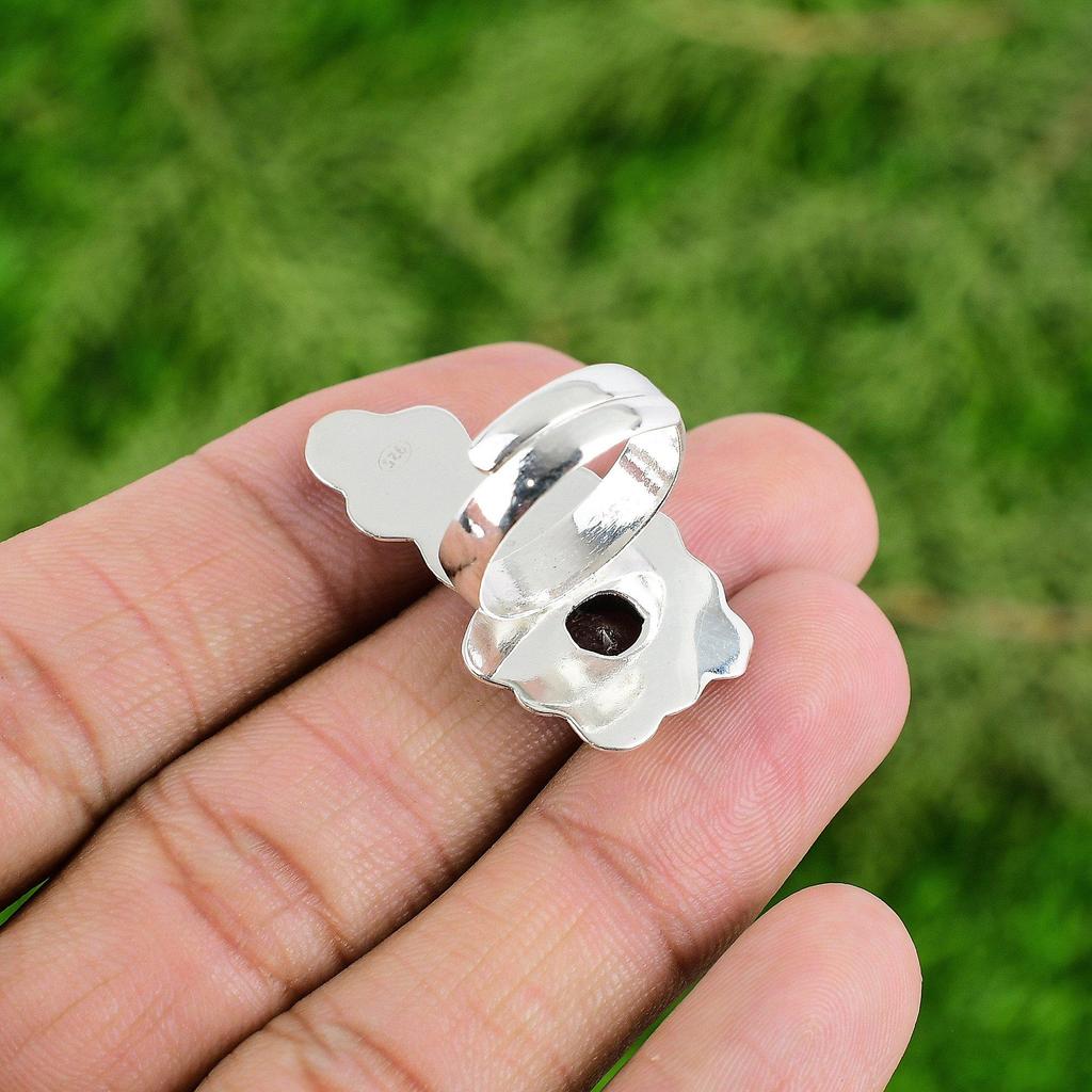 925 Sterling Silver Mozambique Garnet Gemstone New Stackable January Flower Ring