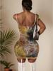 2025 Cross-border Sexy Lace Slip Dress: Waist-cinching Retro Floral Print, Backless, Hip-hugging, Ruffled Design.