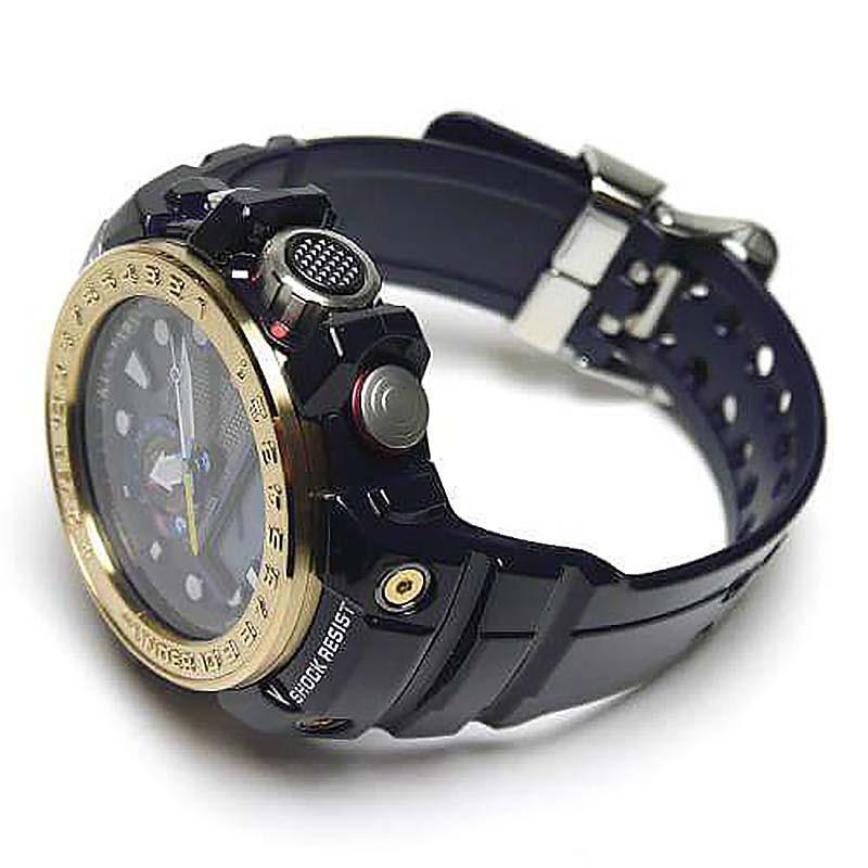 Casio CASIOG-SHOCK Nautical Series Smart Tide Moon Age LED Light Dark Blue Flash Gold Nautical Solar Quartz Movement Resin Strap Japanese GWN-1000F-2A