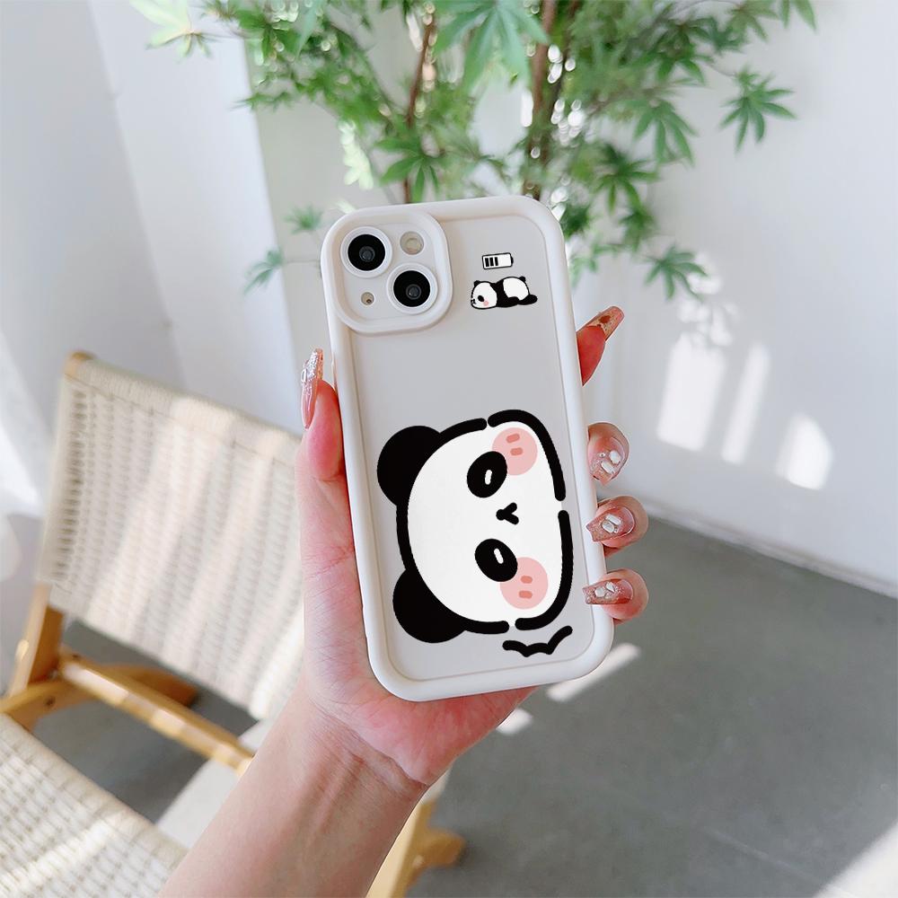 Cute Panda Pattern Soft TPU Phone Case for iPhone 17 Air 16 15 14 Pro Max Plus 13 12 Mini 8 7 X Xs Back Cover