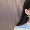 S925 Silver Needle Blue Water Drop Cat's Eye Stone Morandi Crystal Geometric Stud Earrings