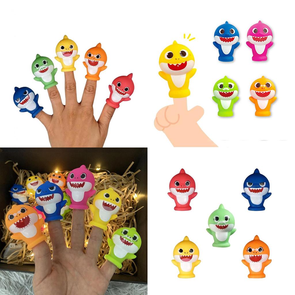 Cute Shark Finger Family Toy For Kids Plastic Material, Bag Packaging