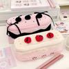 1 Piece Kawaii Schoolgirl Pencil Case Cute Cherry Cake Dessert Stationery Organizer Bag Portable Large Capacity Furry Pen Holder