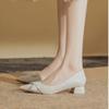 Woman Pumps Square Heels With Bow Medium Shoes For Women Summer Korean Style On Promotion Offer Hot Trendy And Low Price