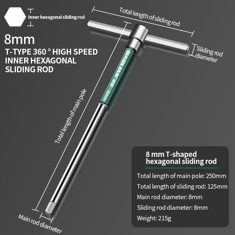 T/L 2.5/3/4/5/6/8/10mm Torx Screwdriver T Type Allen Hex Wrench Chrome Spanner T-shaped Hand Tool Extended T-Socket Wrench