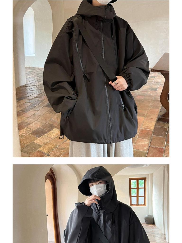 Unisex Outdoor Hooded Windbreaker Jacket for Spring and Autumn - Casual, Loose-Fit Sport Jacket for Men and Women