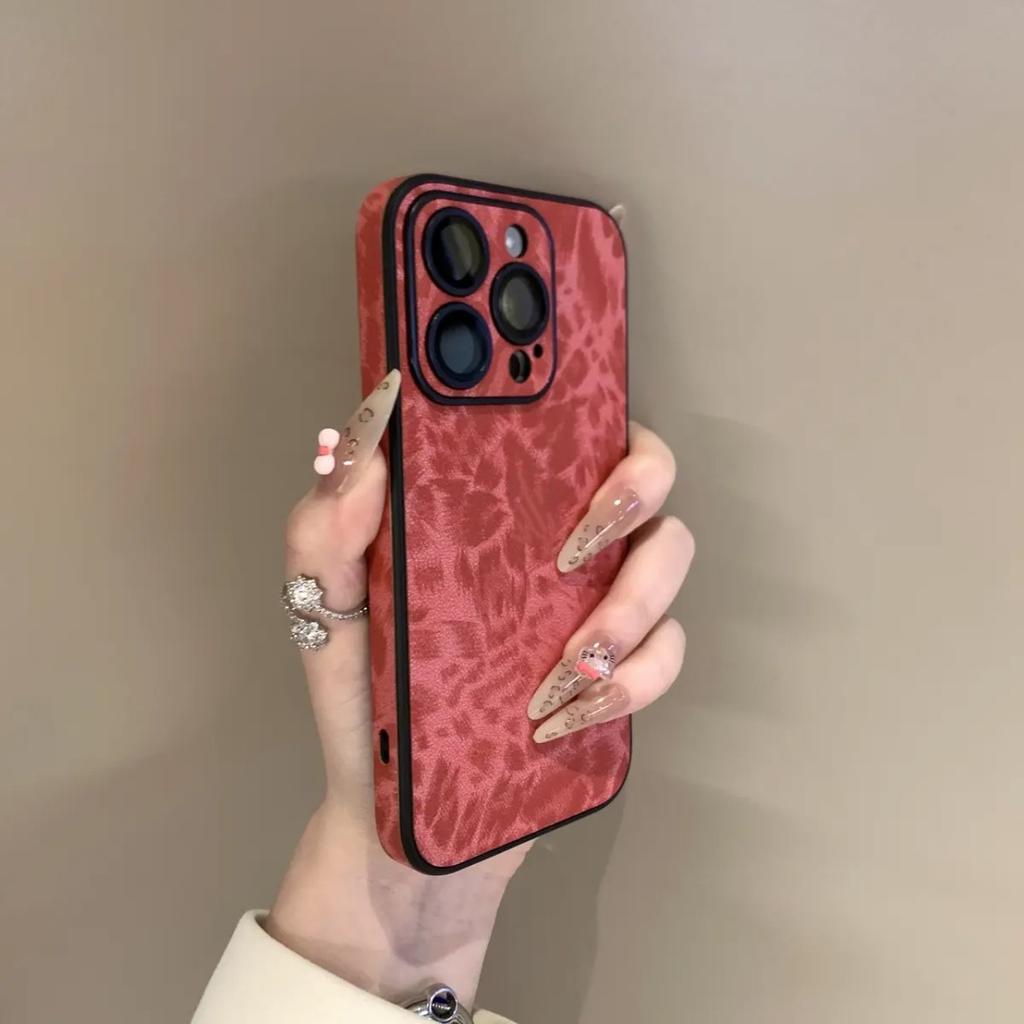 Leopard Print Leather Pattern Mobile Phone Case Suitable for IPhone 16 Protective Case 15promax Apple 15 with Lens Film