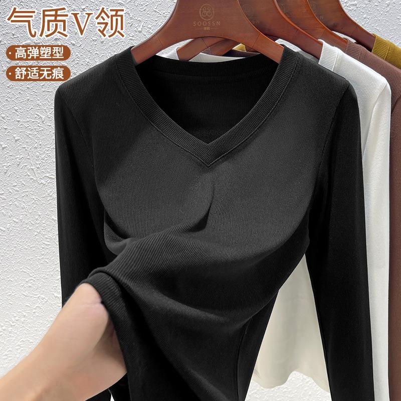 Black Women's Long-sleeved Summer New Half-sleeved Slim-fit T-shirt Simple Versatile Top Women
