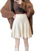 Women's High-Waisted Knitted Midi Skirt - Soft, Milky Color, Flaw-Hiding, A-Line Style for Autumn/Winter