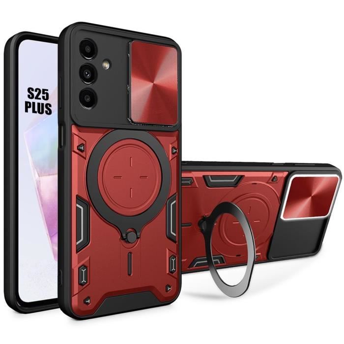 Coque de protection - samsung - galaxy s25 plus - antichoc - caméra coulissante - rouge